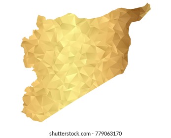 Low poly map of Syria. Gold Polygon. Vector illustration eps 10.
