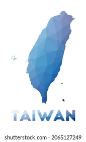 Low poly map of Taiwan. Geometric illustration of the country. Taiwan polygonal map. Technology, internet, network concept. Vector illustration.