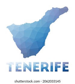 Low poly map of Tenerife. Geometric illustration of the island. Tenerife polygonal map. Technology, internet, network concept. Vector illustration.