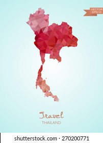 Low Poly map of Thailand isolated. Vector version