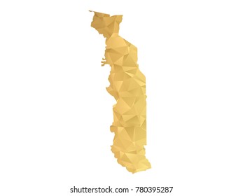 Low poly map of Togo. Gold Polygon. Vector illustration eps 10.