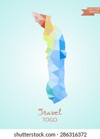 Low poly map of Togo isolated on background. Vector version