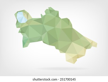 Low Poly map of Turkmenistan