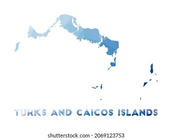 Mapa de baja densidad de las Islas Turcas y Caicos. Ilustración geométrica de la isla. Mapa poligonal de las Islas Turcas y Caicos. Tecnología, Internet, concepto de red. Ilustración vectorial.