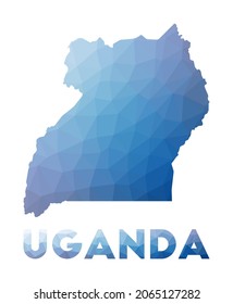Low poly map of Uganda. Geometric illustration of the country. Uganda polygonal map. Technology, internet, network concept. Vector illustration.
