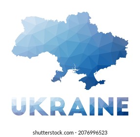 Low poly map of Ukraine. Geometric illustration of the country. Ukraine polygonal map. Technology, internet, network concept. Vector illustration.