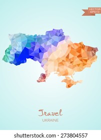 Low Poly map of Ukraine isolated. Vector version