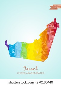 Low Poly map of United Arab Emirates  isolated. Vector version