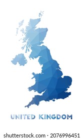 Low poly map of the United Kingdom. Geometric illustration of the country. United Kingdom polygonal map. Technology, internet, network concept. Vector illustration.