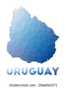 Mapa bajo de pólvora de Uruguay. Ilustración geométrica del país. Mapa poligonal de Uruguay. Tecnología, Internet, concepto de red. Ilustración vectorial.
