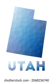 Low poly map of Utah. Geometric illustration of the US state. Utah polygonal map. Technology, internet, network concept. Vector illustration.