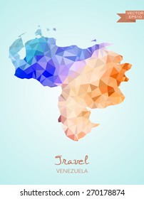 Low Poly map of Venezuela isolated. Vector version