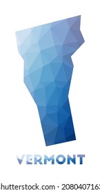 Low poly map of Vermont. Geometric illustration of the US state. Vermont polygonal map. Technology, internet, network concept. Vector illustration.