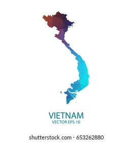 Low poly map of Vietnam. Colorful Polygonal shape on black background - vector illustration eps 10.