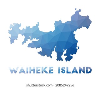Mapa de polos bajo de la isla Waiheke. Mapa poligonal de la isla de Waiheke. Tecnología, Internet, concepto de red. Ilustración vectorial.