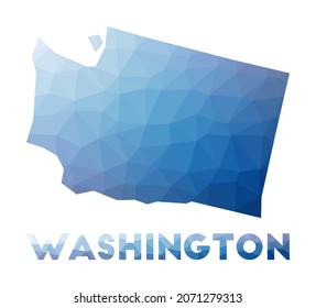 Low poly map of Washington. Geometric illustration of the US state. Washington polygonal map. Technology, internet, network concept. Vector illustration.