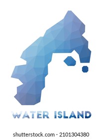 Low poly map of Water Island. Water Island polygonal map. Technology, internet, network concept. Vector illustration.