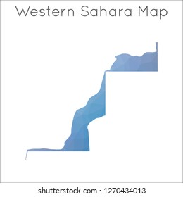 Low Poly map of Western Sahara. Western Sahara geometric polygonal, mosaic style map.