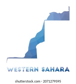 Low poly map of Western Sahara. Geometric illustration of the country. Western Sahara polygonal map. Technology, internet, network concept. Vector illustration.