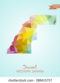 Low poly map of Western Sahara isolated on background. Vector version