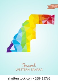 Low poly map of Western Sahara isolated on background. Vector version