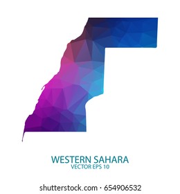 Low poly map of Western Sahara. Colorful Polygonal shape on black background - vector illustration eps 10.