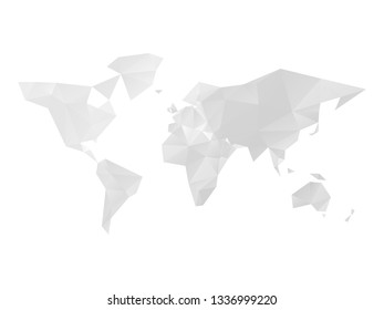 Low poly map of World in shades of grey. Vector illustration.