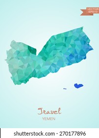 Low Poly Map of Yemen isolated. Vector version 