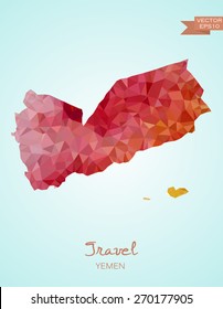 Low Poly Map of Yemen isolated. Vector version 