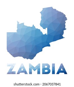 Low poly map of Zambia. Geometric illustration of the country. Zambia polygonal map. Technology, internet, network concept. Vector illustration.