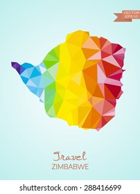 Low poly map of Zimbabwe isolated on background. Vector version