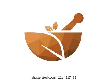 Low Poly Medical health care center Ayurvedic logo design, Vector illustration