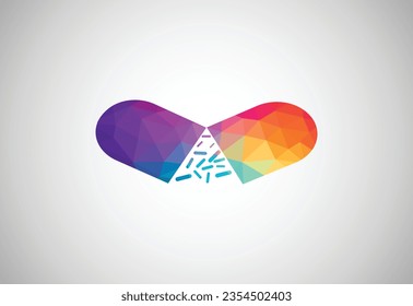 Low Poly and Medical and health care center logo design, Vector design template
