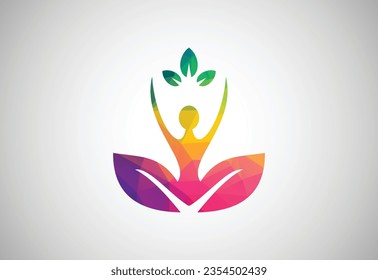 Low Poly and Medical and health care center logo design, Vector design template
