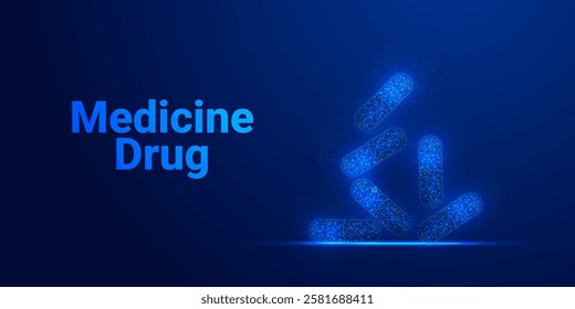 Low Poly Medicine Capsules Abstract Digital Background for Pharmaceutical and Health Concepts

