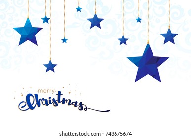 Low poly merry christmas stars vector illustration