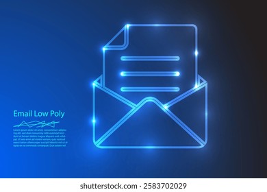 Low Poly Message Icon Design, Geometric 3D Symbol Representing Communication, Digital Messaging, Social Media, Chat, and Online Interaction Concept for Connection and Information Exchange
