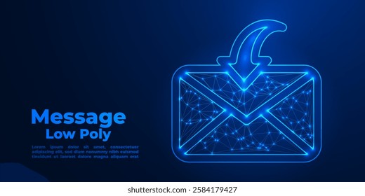 Low Poly Message Icon Design: Modern Geometric Representation of Communication and Messaging, Ideal for Digital Interfaces, Apps, and Websites