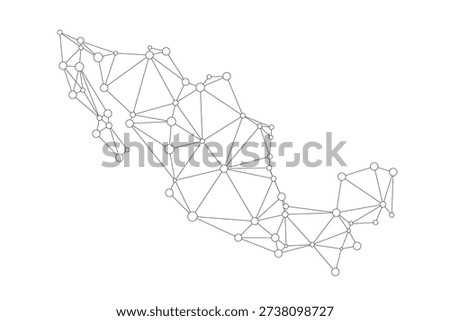 Low Poly Mexico Map with Digital Network Lines, Futuristic Technology Background, Data Connection Concept, Cyber Security and Innovation in Latin America