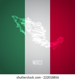 Low Poly Mexico Map with National Colors - Infographic - Vector Illustration