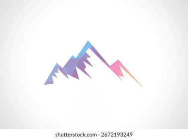 Low poly with Minimalist Mountain Logo Design Template, Vector illustration