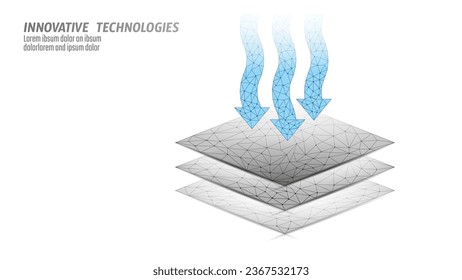 Un modelo de polilla baja tecnología de tela respirable. Malla de alambre azul flujo de aire digital futurista material suave propiedades textiles ilustración vectorial