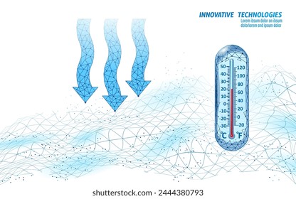 Tecnología de tejido transpirable de modelo bajo en poli. Malla de alambre azul futurista flujo de aire digital material suave propiedades textiles Ilustración vectorial