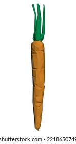 Low poly model of a carrot isolated on a white background. 3D. Vector illustration.