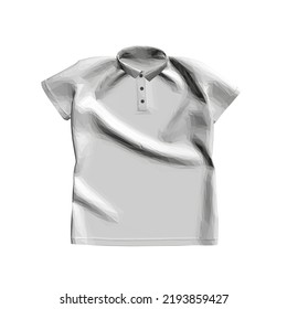 Low poly model of a gray t-shirt isolated on a white background. 3D. Vector illustration.