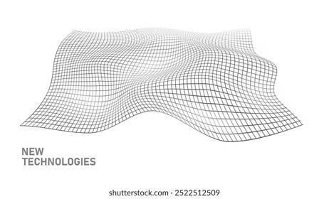  Low poly model of modern multilayered fabric technology. Dark blue wire mesh futuristic digital sport textile properties vector illustration