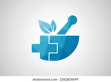 Low Poly and Modern Medical and health care center Ayurvedic logo design, Vector illustration