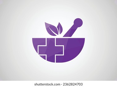 Low Poly and Modern Medical and health care center Ayurvedic logo design, Vector illustration