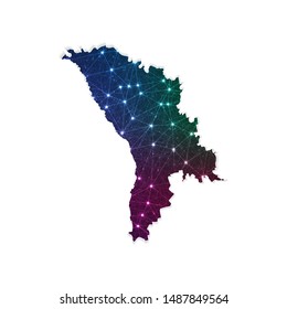 Low poly Moldova map in geometric polygonal on white background. Vector Illustration Eps10.