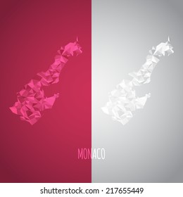 Low Poly Monaco Map with National Colors - Infographic - Vector Illustration